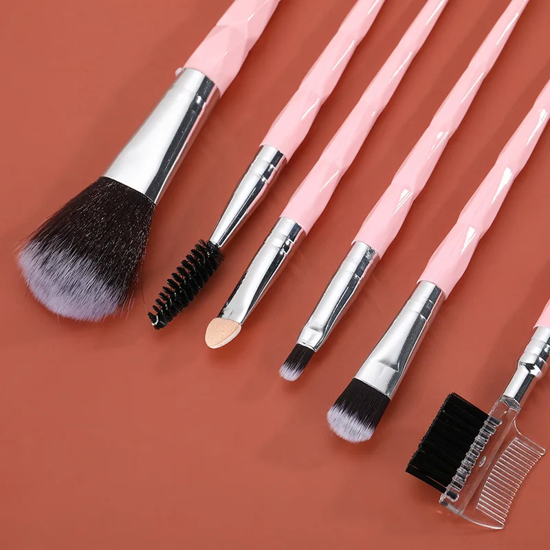 Hot Sale Wholesale Product Artificial Fibre Diamond Shaped Women 6pcs Face Eye Shadow Make Up Brush 