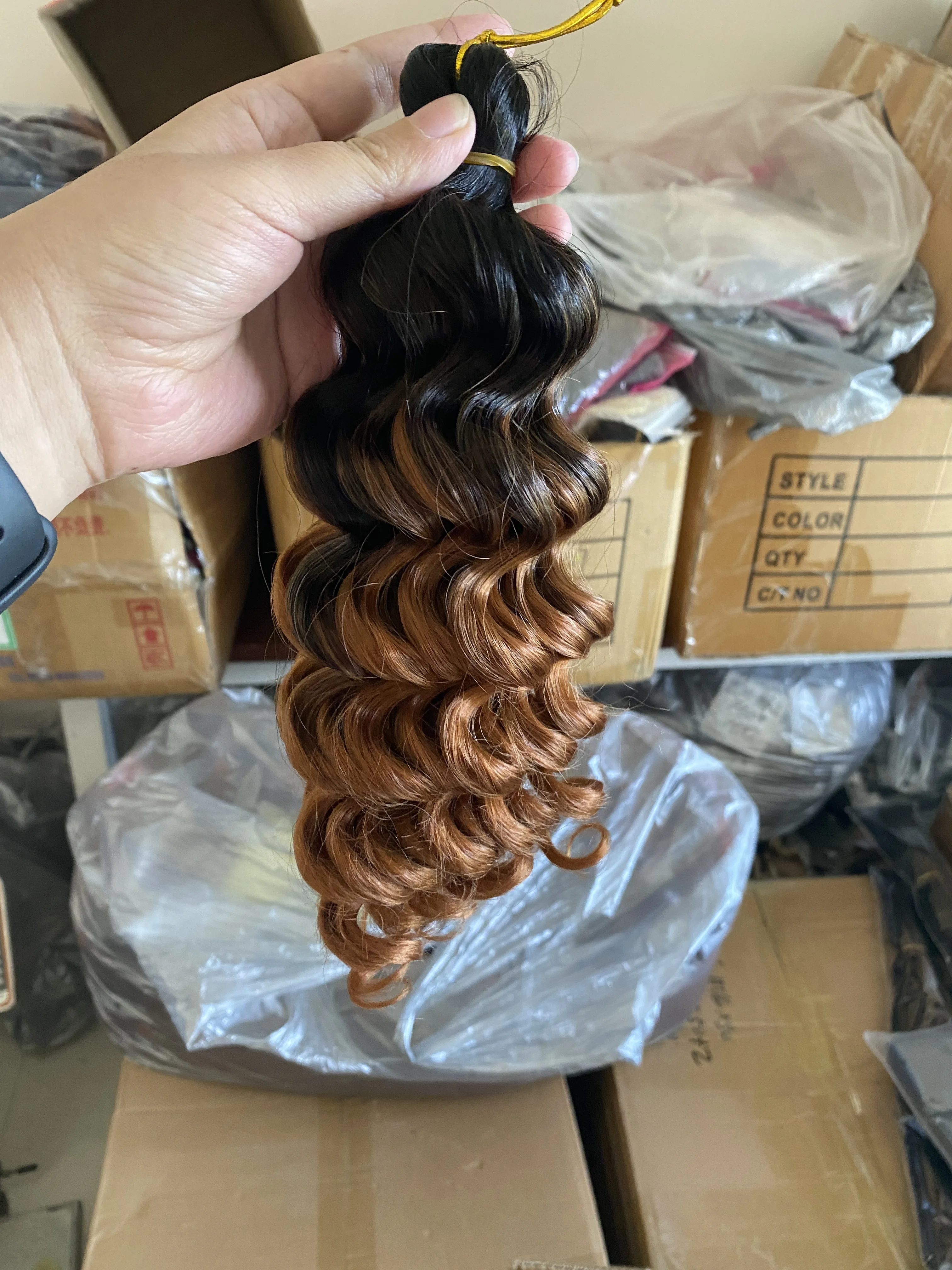 Synthetic bob Boho Braids Italian Curl Crochet Hair Wholesale Braiding Hair Brown Short Deep Wave Curl Baiding Hair Extension