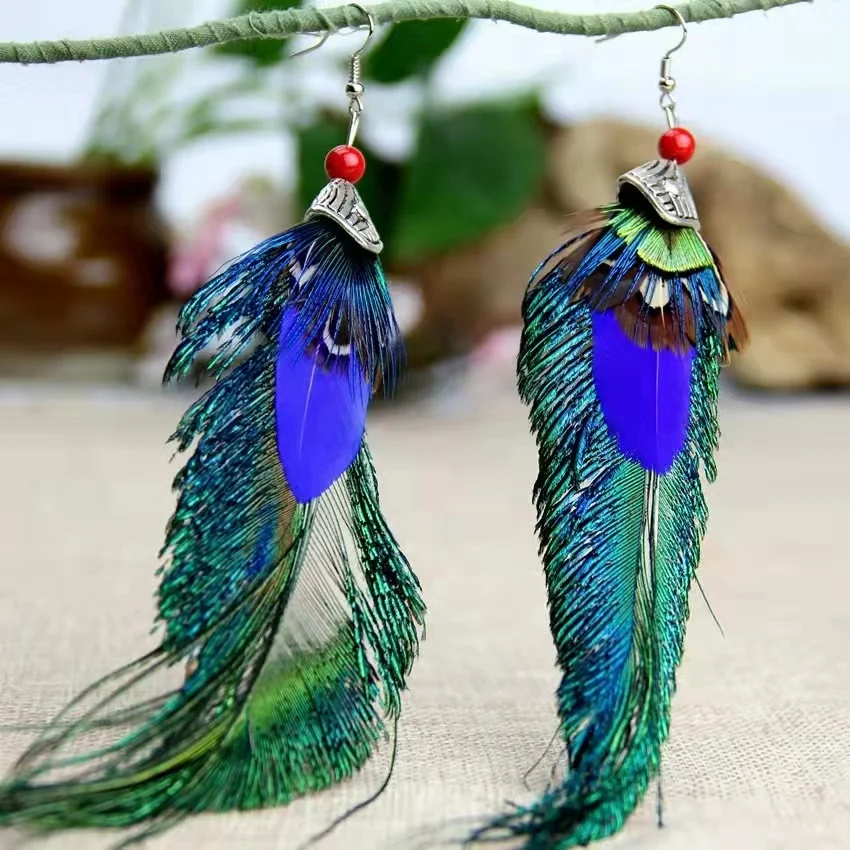 Peacock Feather Owl Drop Dangle Earring – Neshe Fashion Jewelry