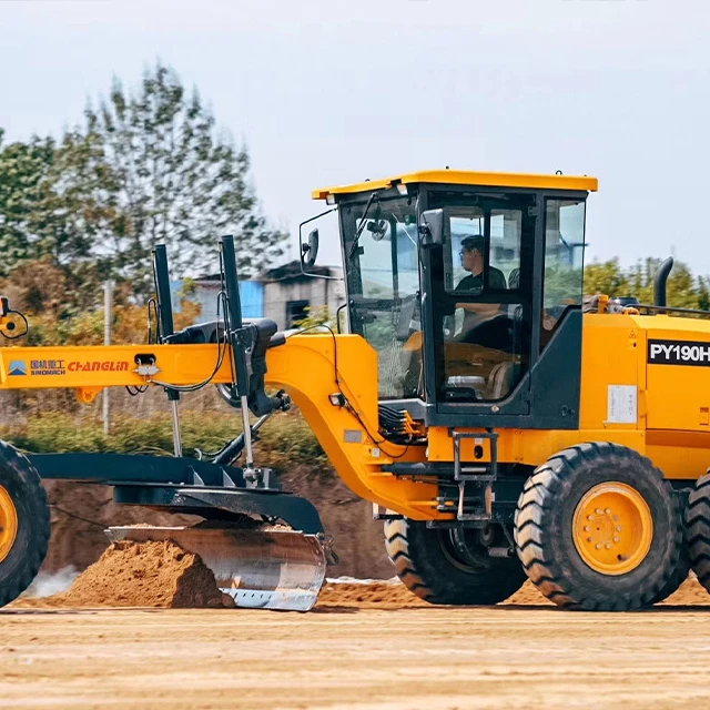 Running Laser and GPS Motor Grader with Front Blade and the Ripper