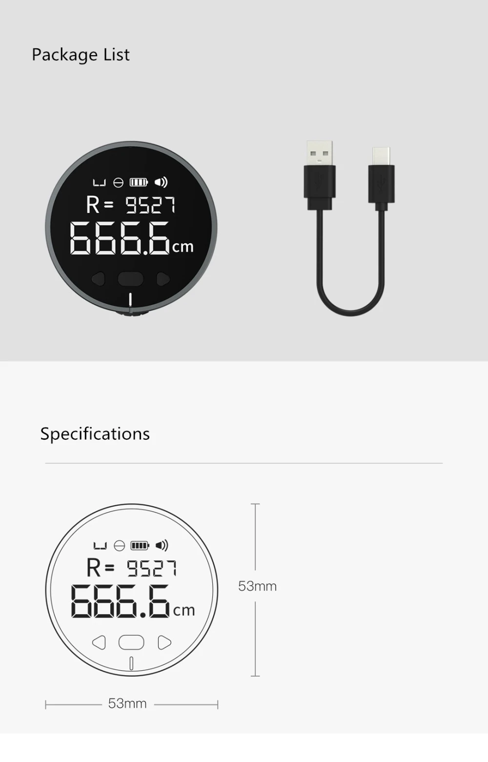 DUKA (Atuman) Little Q Electronic Ruler Hd LCD screen lithium battery long endurance USB charging electronic ruler
