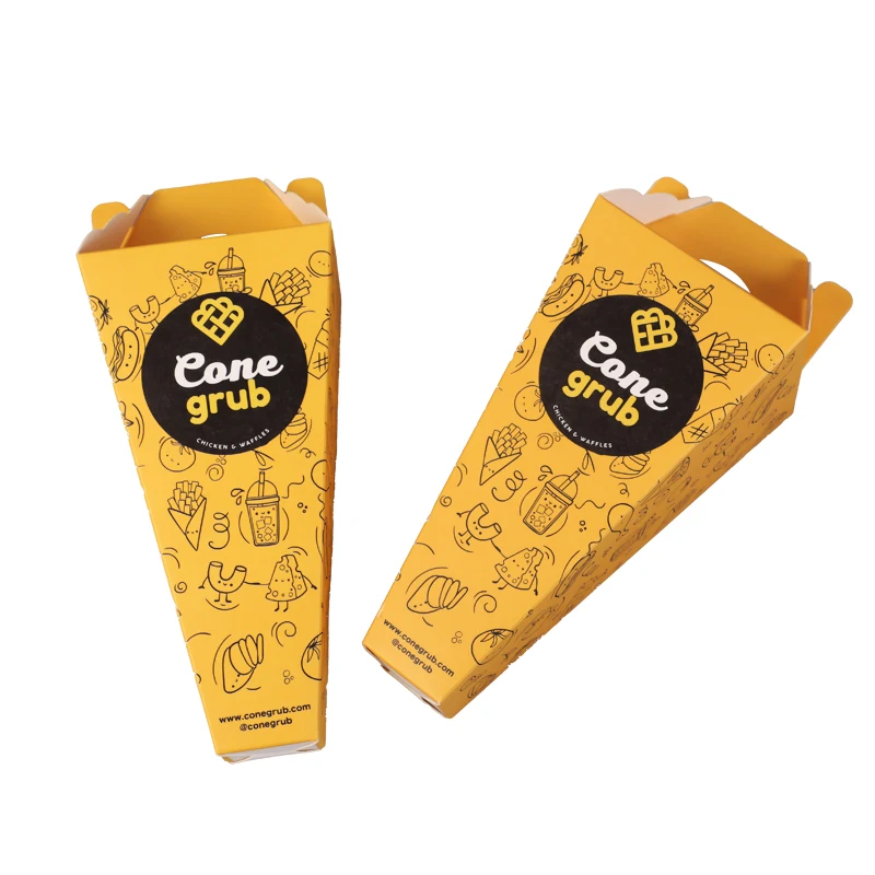 Biodegradable Bubble Waffle Crepes Box Paper Holder Cone Container Food & Beverage Packaging Pizza Box