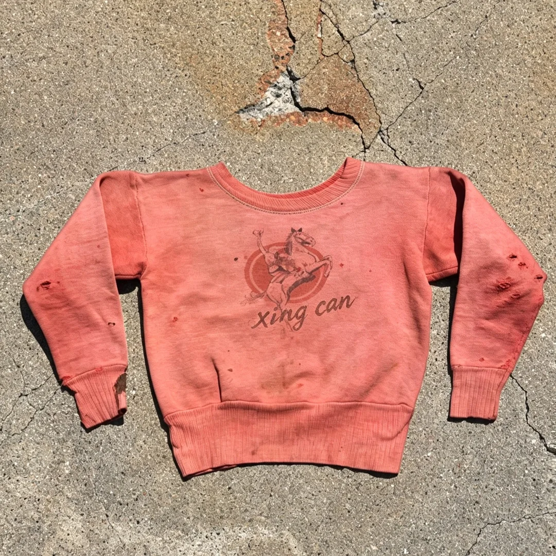 Mans katoen vintage gewas handbeskadigde crewneck-borsie, pasgemaakte DTG-druk langmou-borsie, straatklerevervaardiger