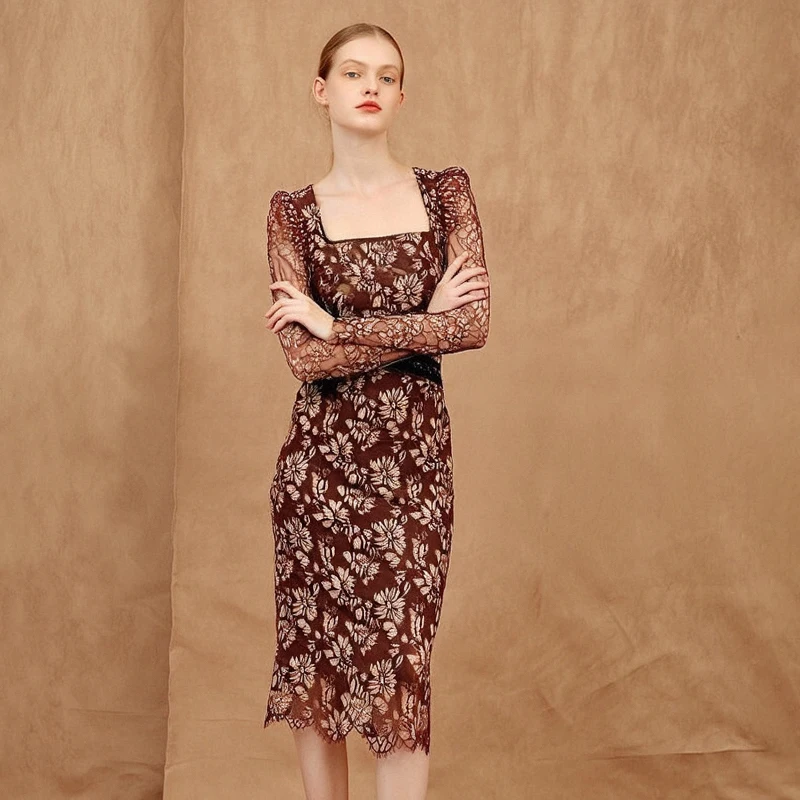 Alibaba.com: ZYHT 20024 Ladies Dress, Elegant Bodycon Lace with Long  Sleeves, Suitable for Office and Casual Wear : Discover in-stock items for  seamless trading.