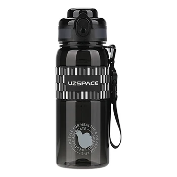 2025 UZSPACE New Eastman Tritan BPA Free Leakproof Sport Outdoor Yoga Black Plastic Premium Water Bottle with Removable Strap
