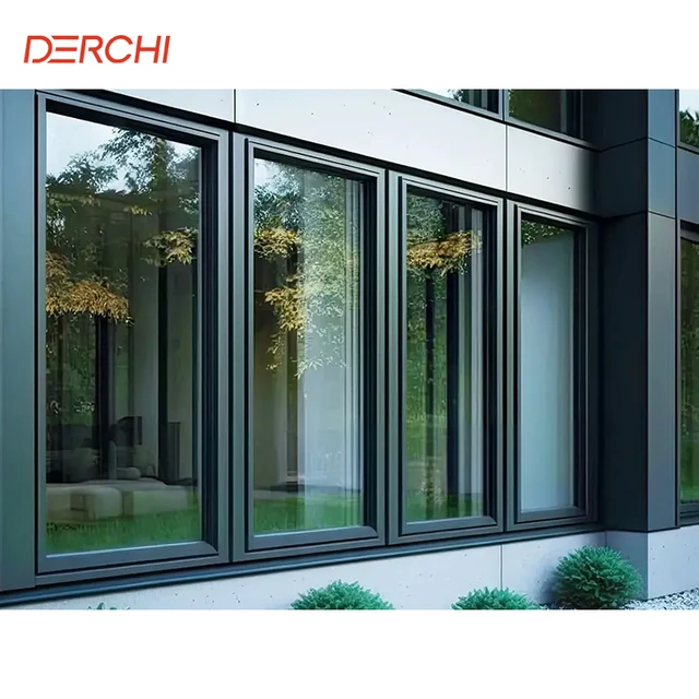 DERCHI Chian Aluminum Frame Double Glazed Casement Windows for Home Casement Window and Door