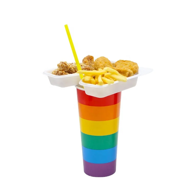 LOKYO beverage share cup top take away food container fruit tray disposable plastic snack tray