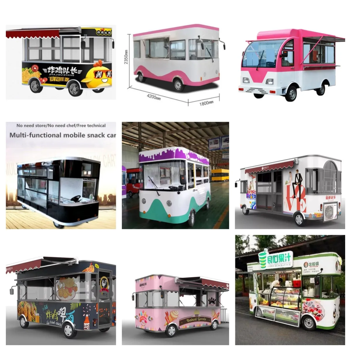 Stainless Steel Mobile Food Truck Mobile Kitchen Trailer Food Trucks Mobile Food Trailer with DOT