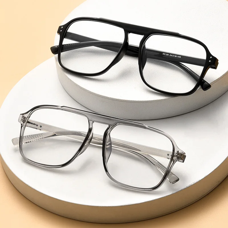 New TR Big Frame Vintage Square Full-Rim Lightweight Geometric Pattern Plastic Lenses Unisex Glasses 85199 Optical Wholesale