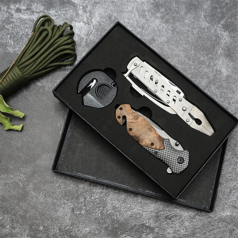 High Quality Wood Handle Multitools Pliers Knife Sharpener Pocket Knife