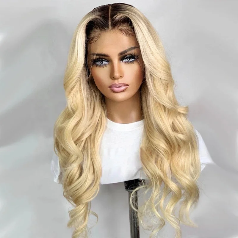 Flady Lace Front Perücke #4/30 Ombre Blond – 180% Dichte, Echthaar, Mit Babyhaar & HD-Spitze