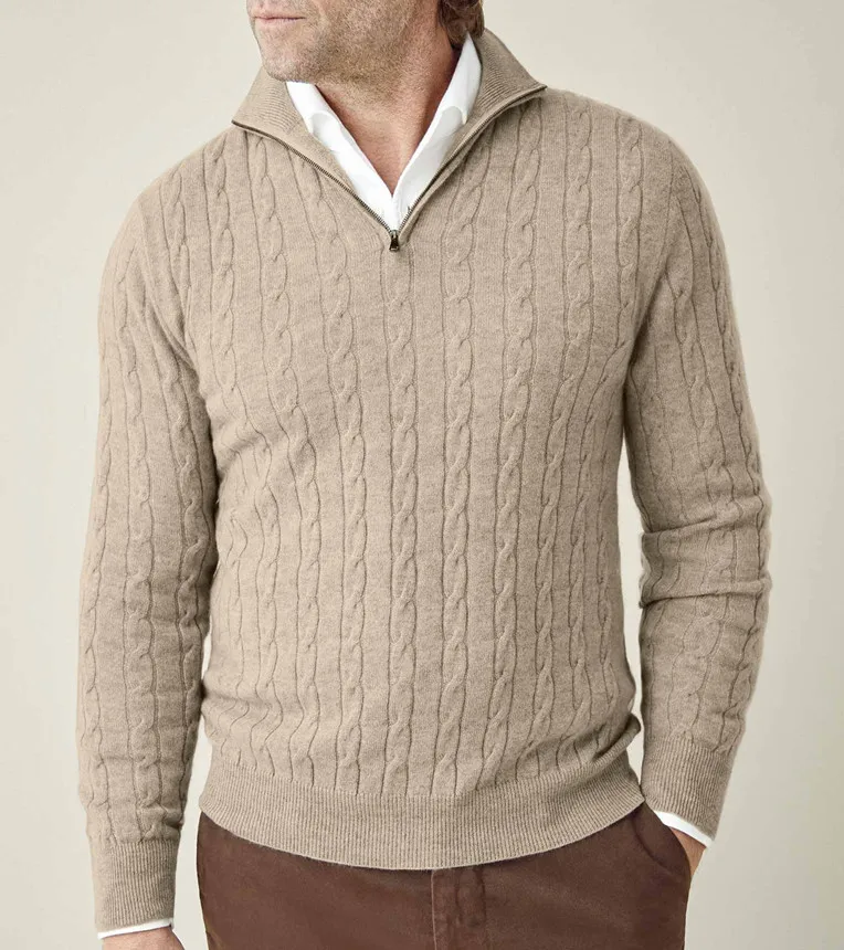 High Quality Soft Customized Half Zipper Knit Wool Cashmere Sweater