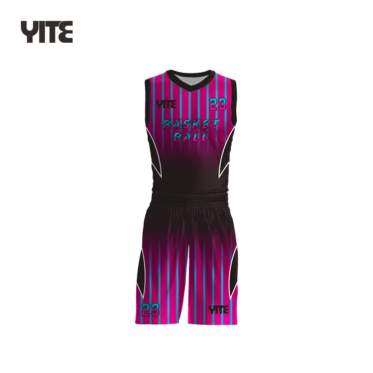 Source Latest Design basketball uniform Black Purple stripe