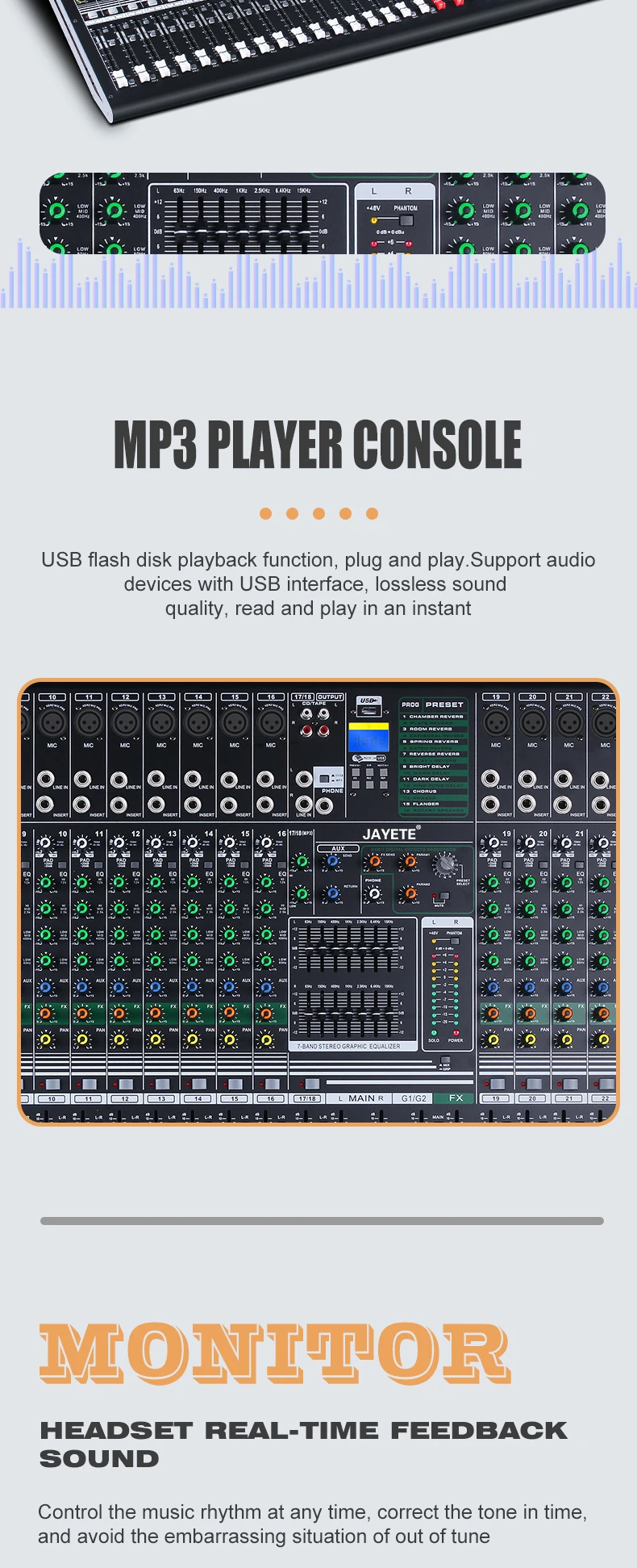 Professional Dj Mixer Console Audio 26 Channel Multipurpose Digital 16