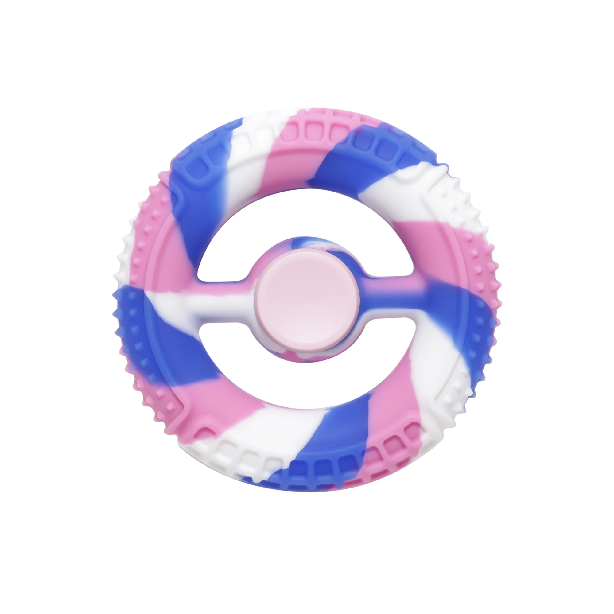 Custom Center Pink Cover Decompression Artifact Simple Silicone Fidget Spinner Squeeze and Rotating Gyro Hand Grip
