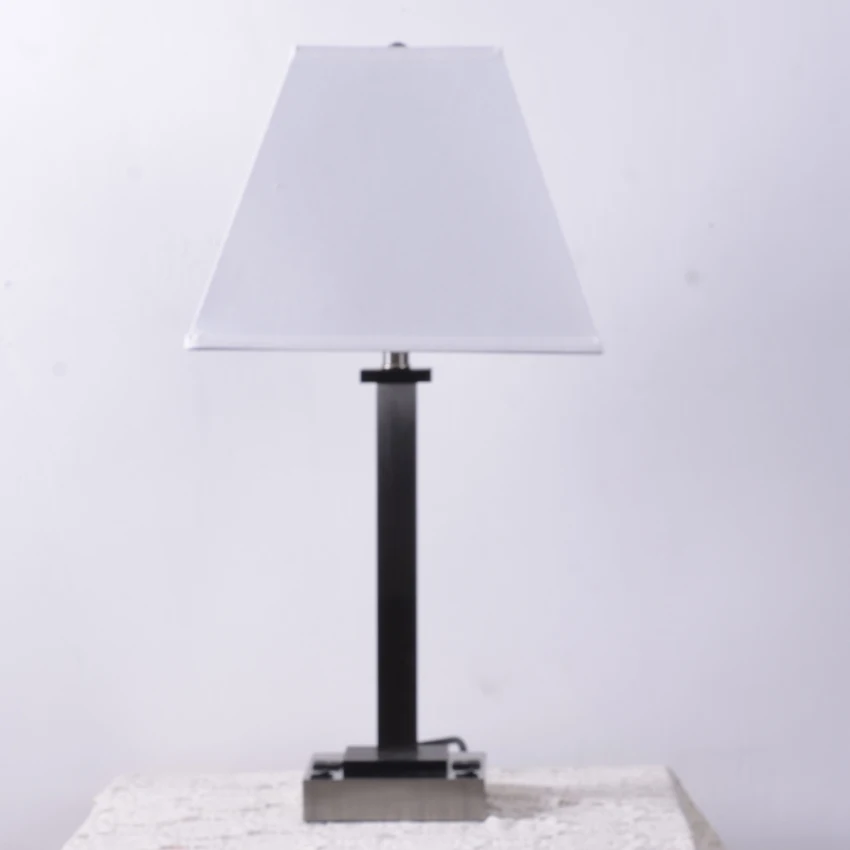 New Usa Iron Brushed Nickel Hotel outlets Table  Table Lamp With For Hotel Guest Room