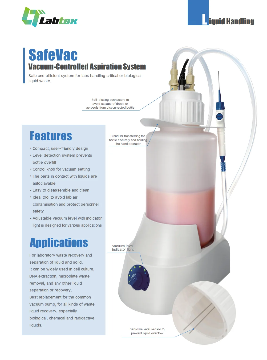 Labtex Safevac 4l Laboratory Vacuum Aspiration System Vacuum Controlled 