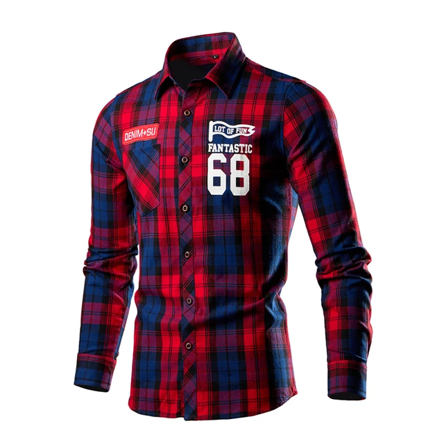 Fashion Brand's Breathable Casual Plaid Shirts Long-Sleeved Sustainable and Anti-Pilling ODM Supply