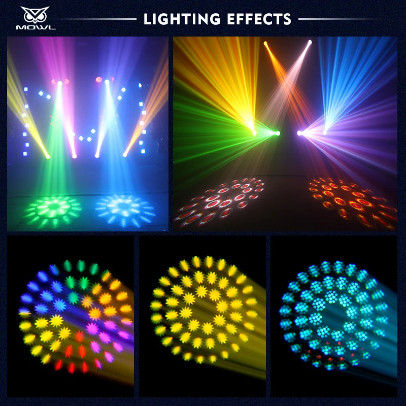 2pcs White 230W Mini Beam Light with DMX Control & Case