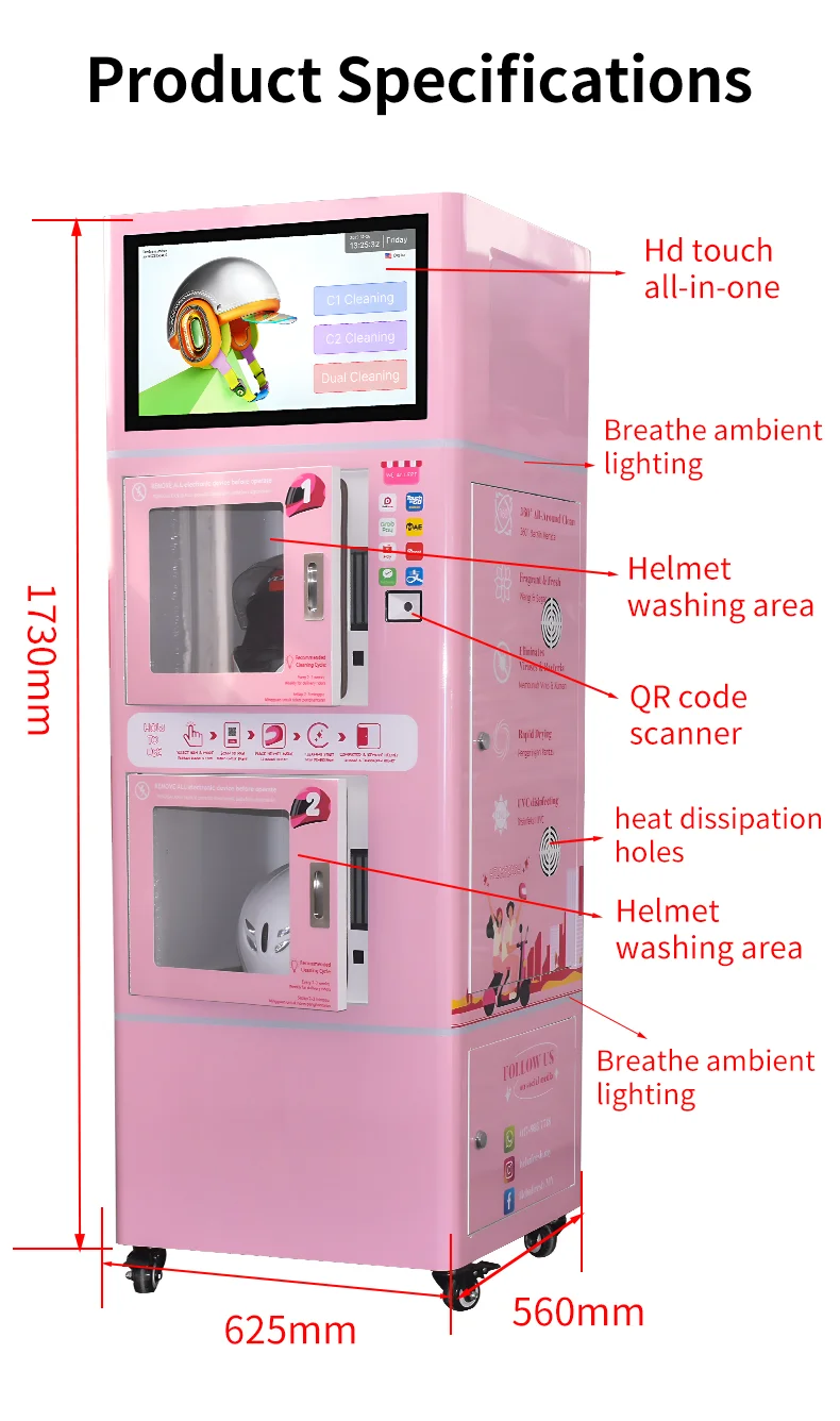 product double bin stainless steel helmet cleaning machine sterilizing dry cleaning sdk enabled cloud based management for motorcycle-1