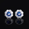 Blue pointed crystal ear studs