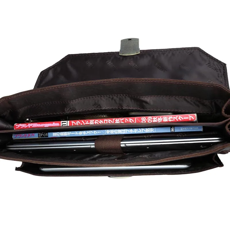 Tiding Factory Price Mens Top Genuine Leather Business Briefcase Combination Locks Tote Bag