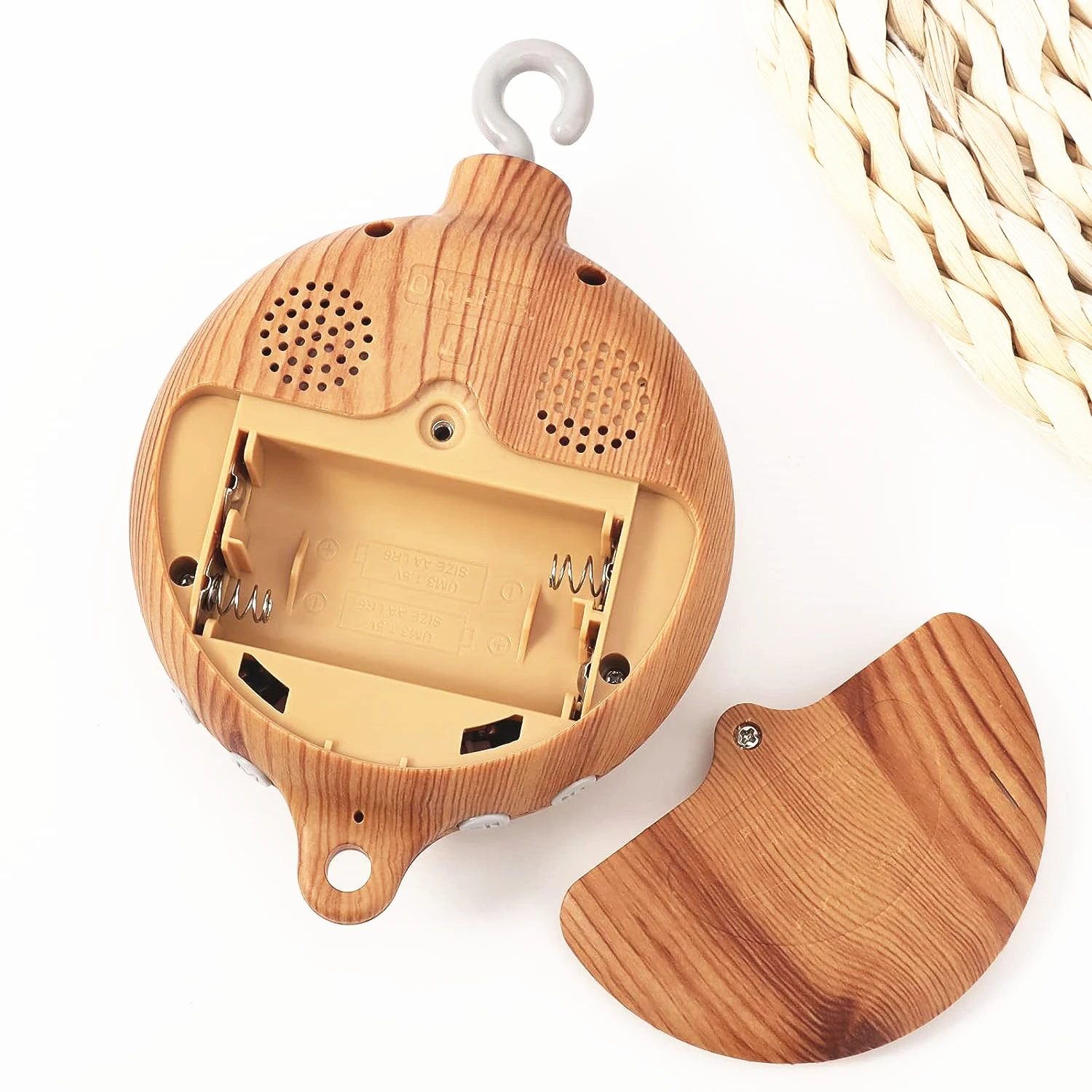 Mobile Music Box Spinner with Remote Happy Bed Bell Wooden Texture Crib Mobile Motor for Baby Cot Decoration Lull to Sleep