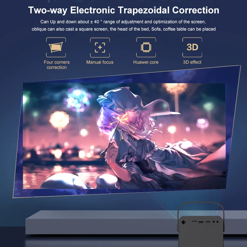 T2 Mini Projector LED Full HD 1080p 4K Smart Android 9.0 Wifi BT Quad Core Portable Projector for Home Theater/Outdoor/Meeting