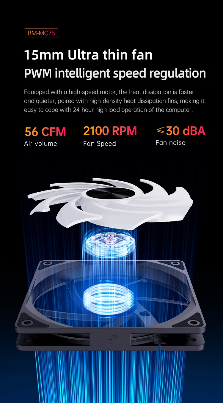 Heat Pipe Cpu Fan, SNOWMAN, PWM, FRGB - detail 24