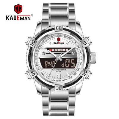 KADEMAN K6173 Waterproof Digital Men's Watches Luxury Quartz Gold Stainless  Steel Wristwatch Fashion Business Watch