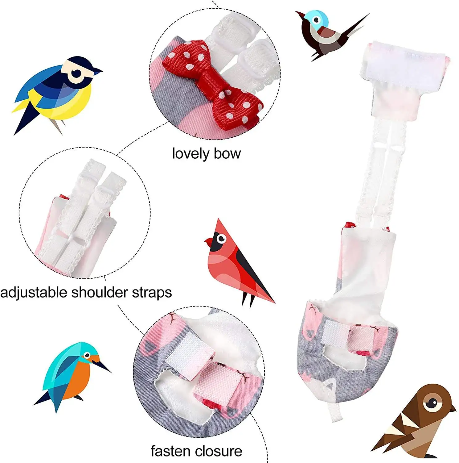 Washable Reusable Bird Diaper Parrot Fly Suit Bird Parrot Diaper