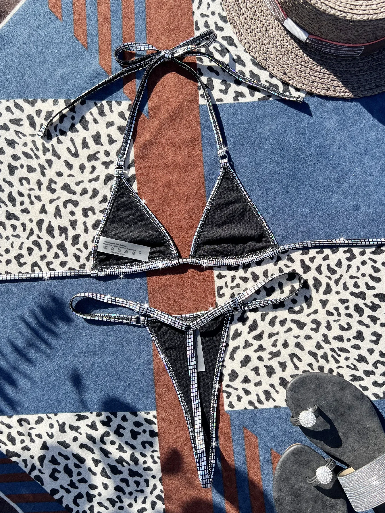 2023 Beachwear Bikini Bling Bling Design High Waist Women Sexy Sports