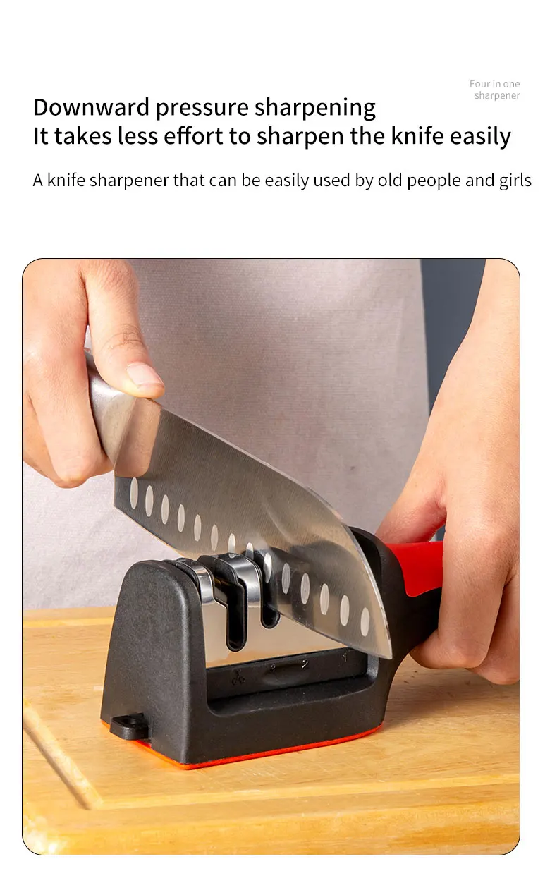 Kitchen 3/4-Segment Knife Sharpener Household Multi-Functional Hand-Held 3/4-Purpose Black Sharpening Stone