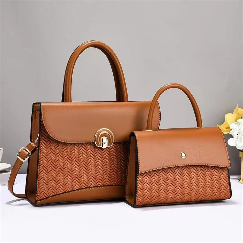 2025 Designer Women's 3-Piece PU Leather Handbags Wallet Set Shoulder Bags Nylon Zipper aperçu 11