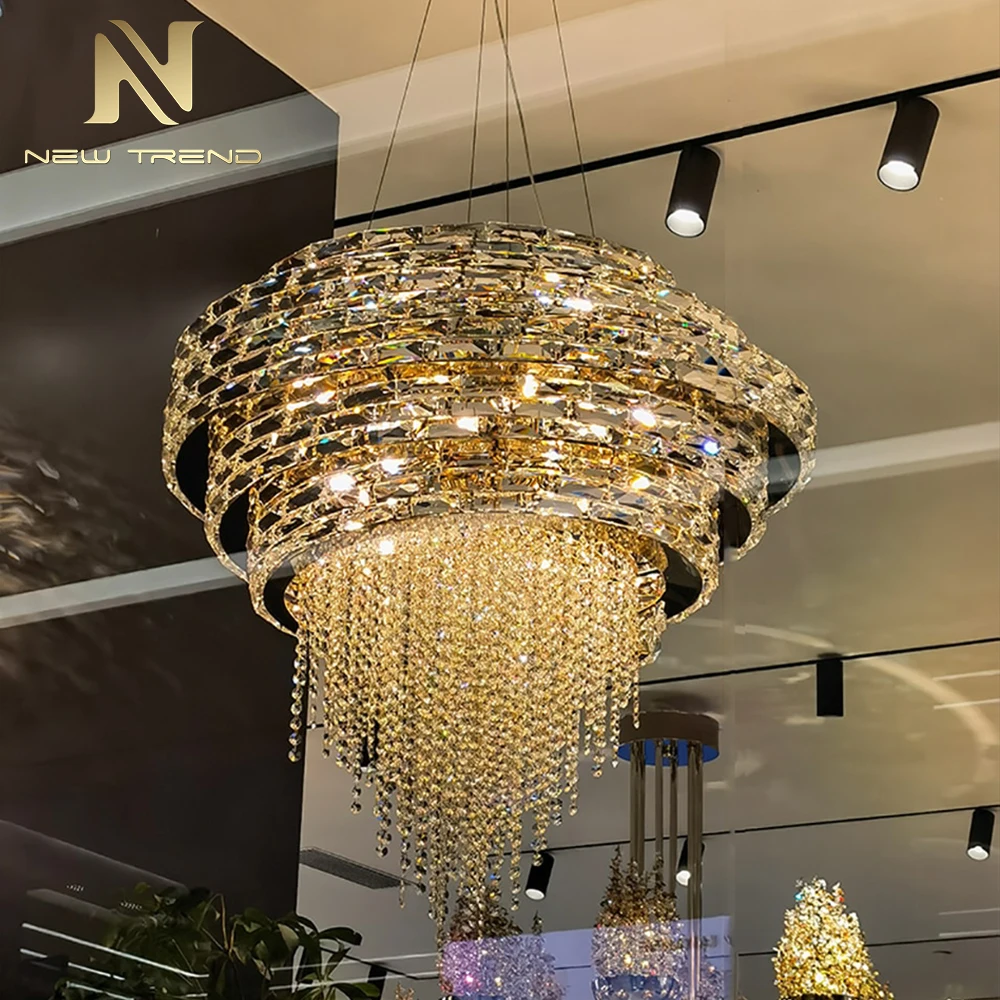 CPL-212 Newly Design Modern Luxury Round Crystal Chandelier Light Customized Hotel Lobby Home Decor Pendant Light