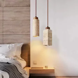 Wabi-Sabi Style Single Head Pendant Light Yellow Cave Stone Design Soft Decoration Hanging for Bedroom Bedside Middle-Sized