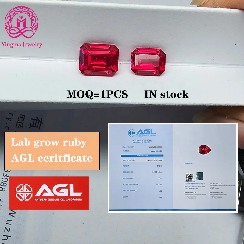 High Quality Lab Created Pigeon Blood Red Ruby Loose Gemstone 5x7mm 6x8mm 7x9mm  Lab Grown Ruby Stones for Fine Jewelry