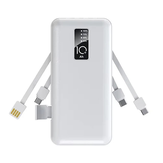 Trending Products 2025 New Arrivals with Cables Battery Indicator Universal 10000mAh Power Banks Power Station for Phone Charger