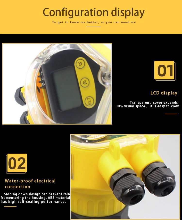 Digital Ultrasonic Liquid Level Gauge Non-contact Ultrasonic Water ...