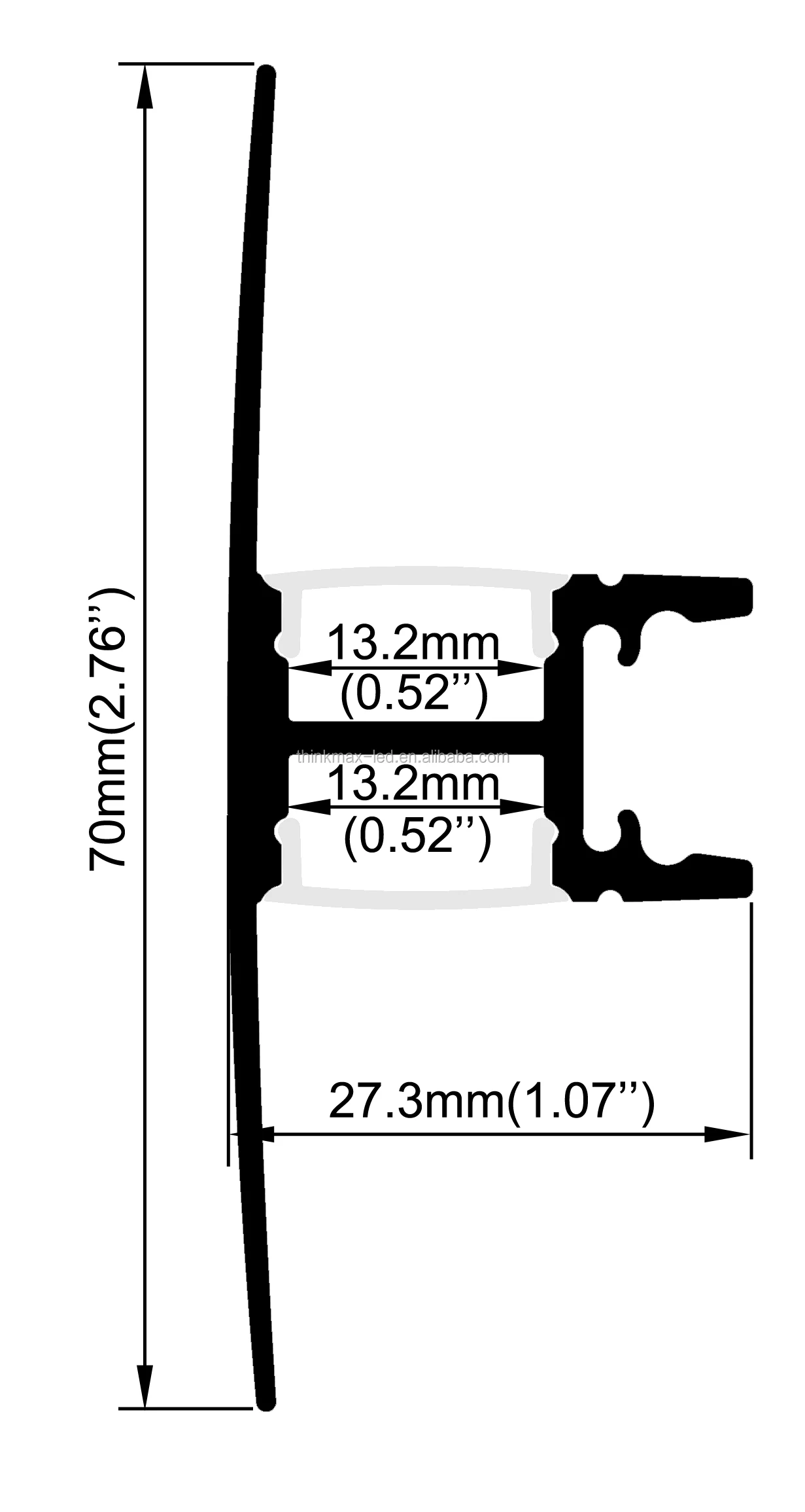 Thinkmax WA006  Double Side Aluminium Profile for Led Strip Back Led Aluminum Profile
