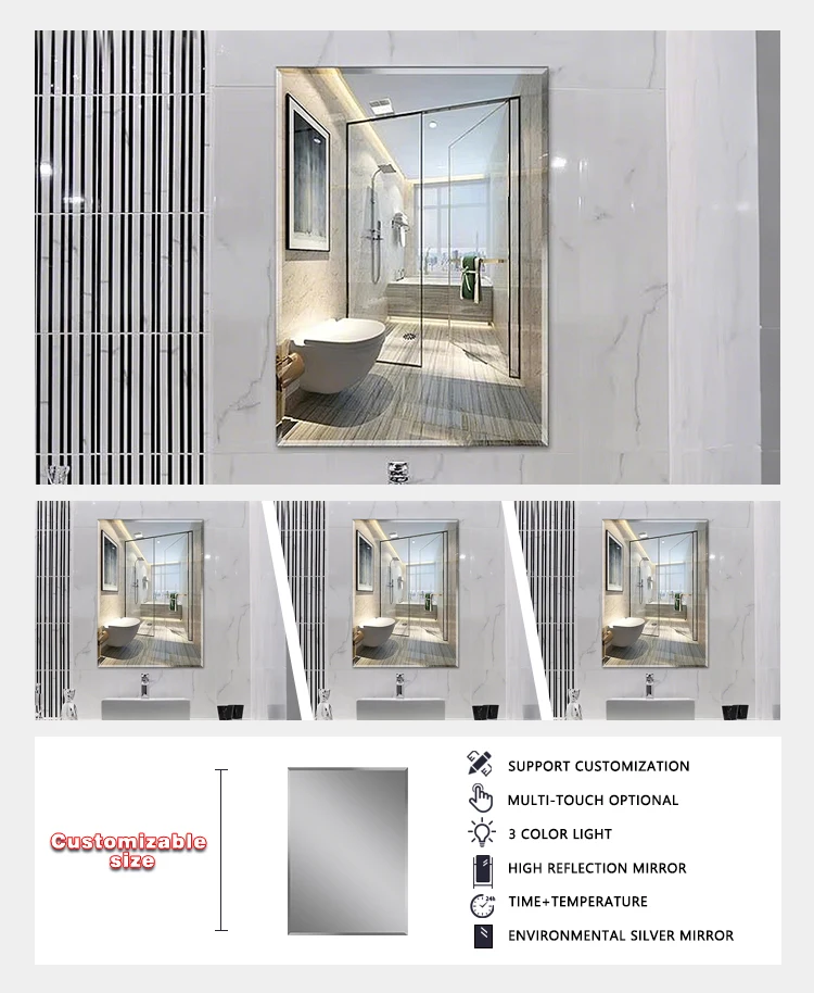 product wholesale frameless wall decorative mirror modern polished glass mirror decorative wall mount vanity mirror767-4