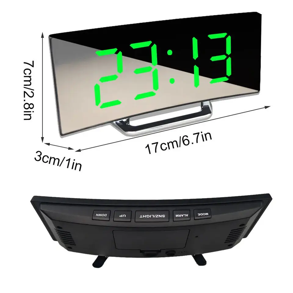 Smart Led Alarm Clock Cute Mirror Electronic Calendar Digital Standing Desktop Clock for Living Room Bedroom Home Office Decor