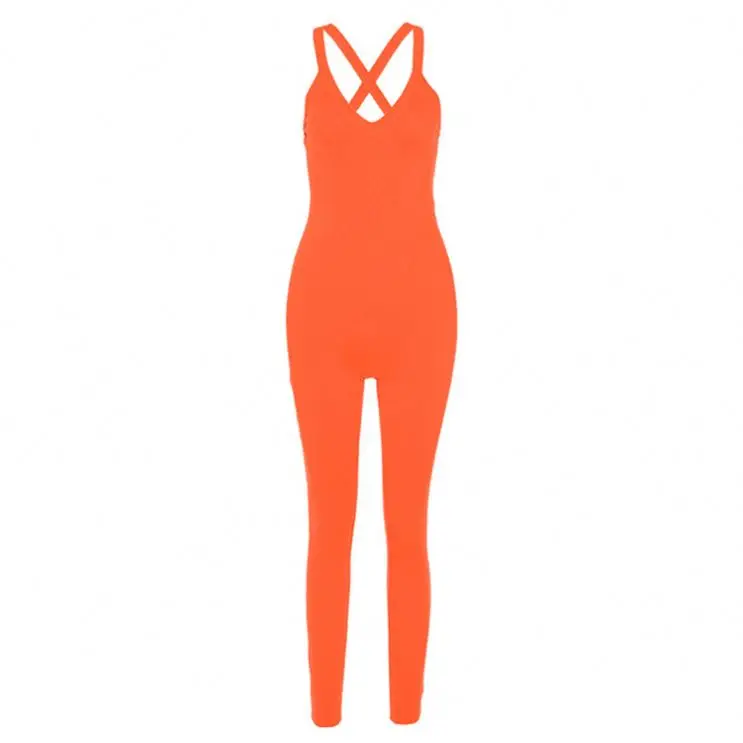 Best Price Summer 2021 Solid Color Backless Ladies Fitness Jumpsuit Women One Piece Short Jumpsuits and Rompers