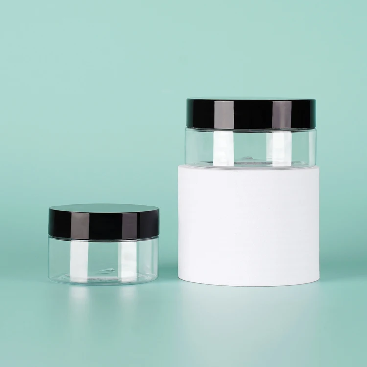 OEM ODM Custom Printing 250ml 300ml Clear Body Butter Containers With Black Plastic Lids Food-Grade Packaging