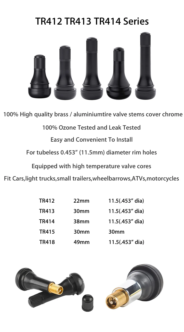 Tire Valve Manufacturer Tr412 Tr413 Tr414 Tr415 Rubber Snapin Tire