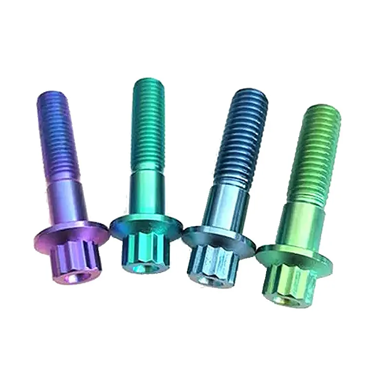 Customized TC4 Titanium Alloy 12 Angle Titanium Screws and Bolts Flanged Head Titanium Split Rim Bolt for Motorcycle