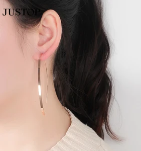 High Quality Stainless Steel Geometric Open Drop Stud Earrings Trendy Party Gold Silver Rose Gold Colors Europe Dangle Design