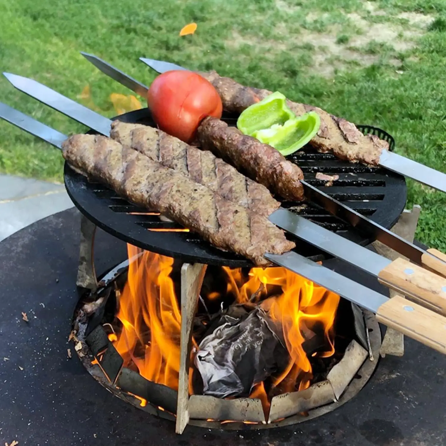 Stainless Steel Grilling Skewers Tools Set Barbecue Grill Tool Utensils BBQ Skewer for Koobideh/Persian/Armenian/Turkish Style