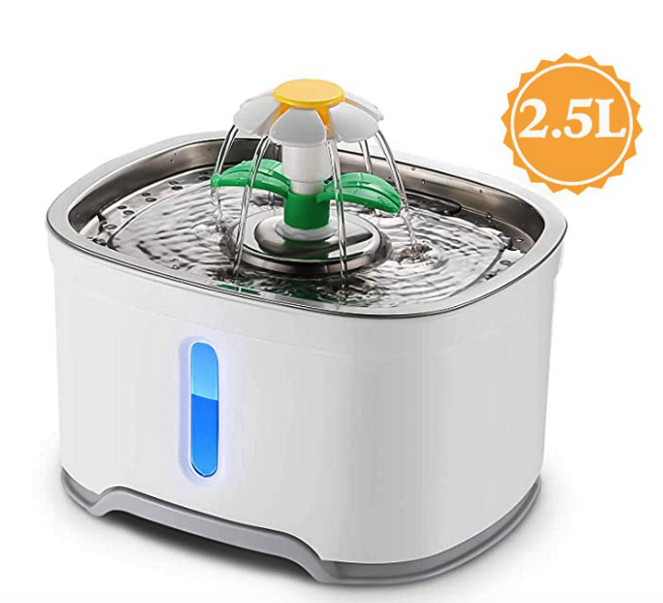 Водяной фонтанчик для домашних животных из нержавеющей стали 2 5 л со светодиодной подсветкой кошек и