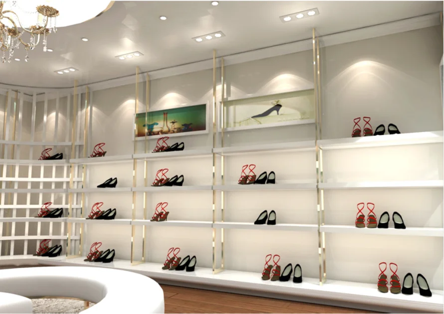 Custom Retail Ladies Shoe Store Display Rack Shoes Display Shelf Decoration Furniture Counter Design with Display Furniture